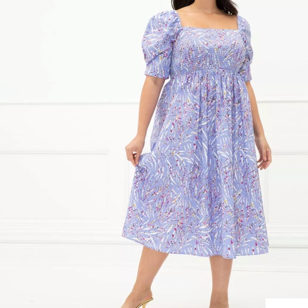 Eloquii puff sleeve fit and flare dress